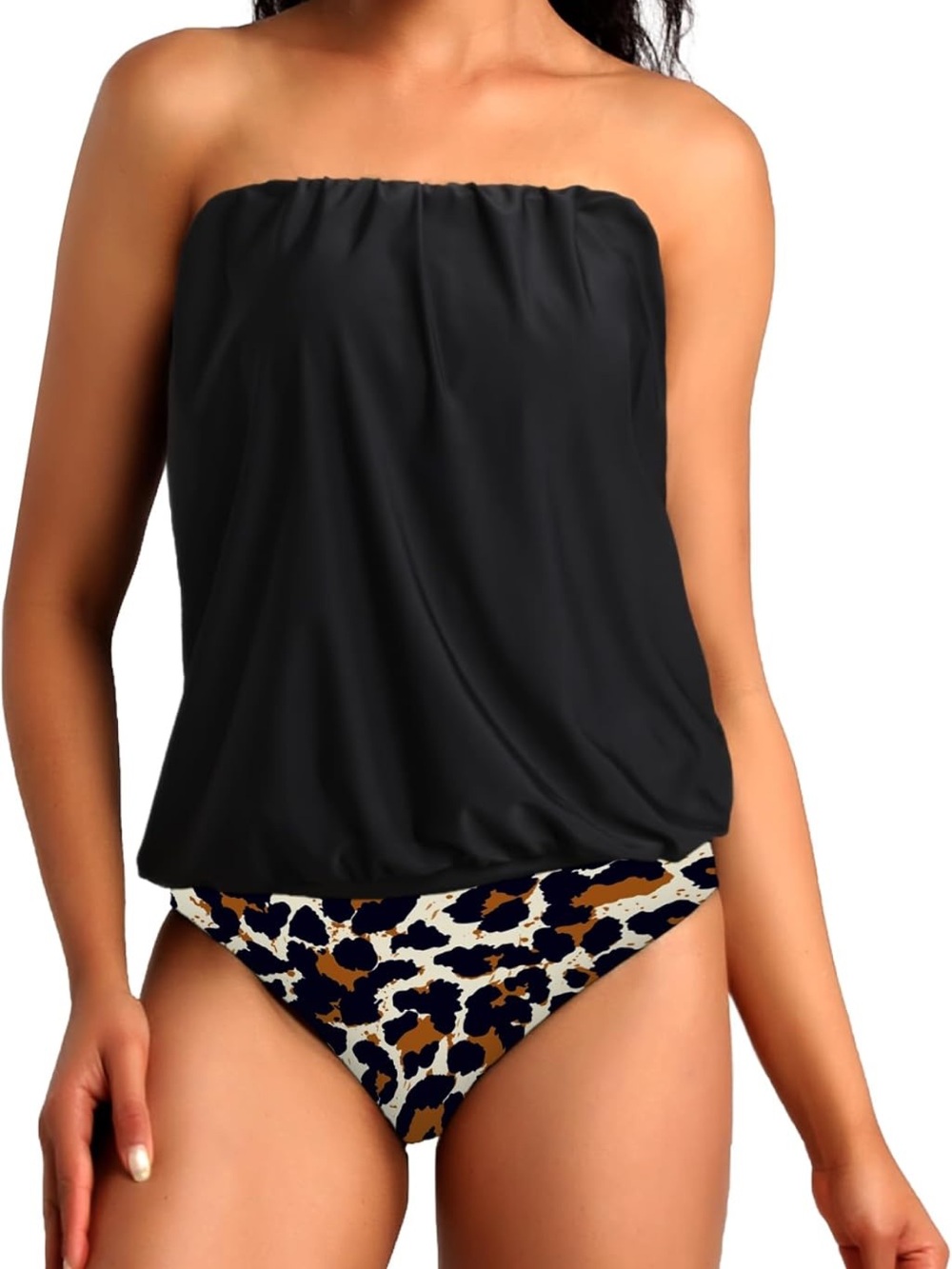 BandeauTankini Swimsuit Loose Blouson Swim Top with Bikini XXL. 2783/bb17-1:v